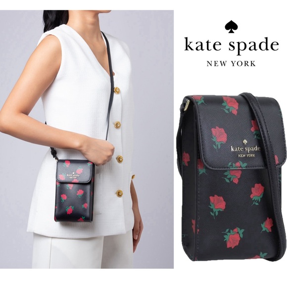 🌹NWT Kate Spade NY Saffiano Ditsy Rose Toss North South Phone Crossbody KE641🌹 - Picture 14 of 14
